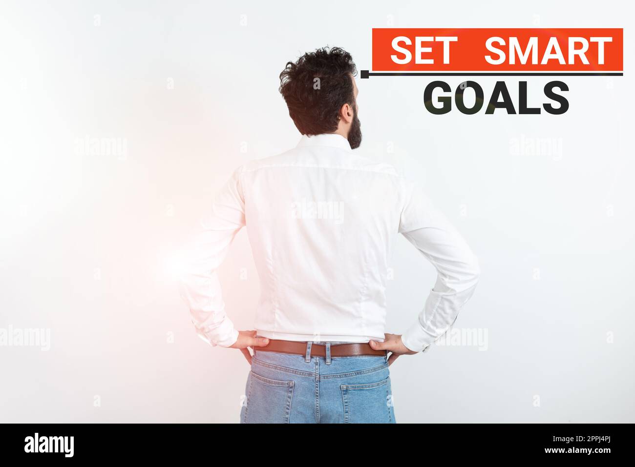 Handwriting text Set Smart Goals. Internet Concept Establish achievable objectives Make good business plans Stock Photo