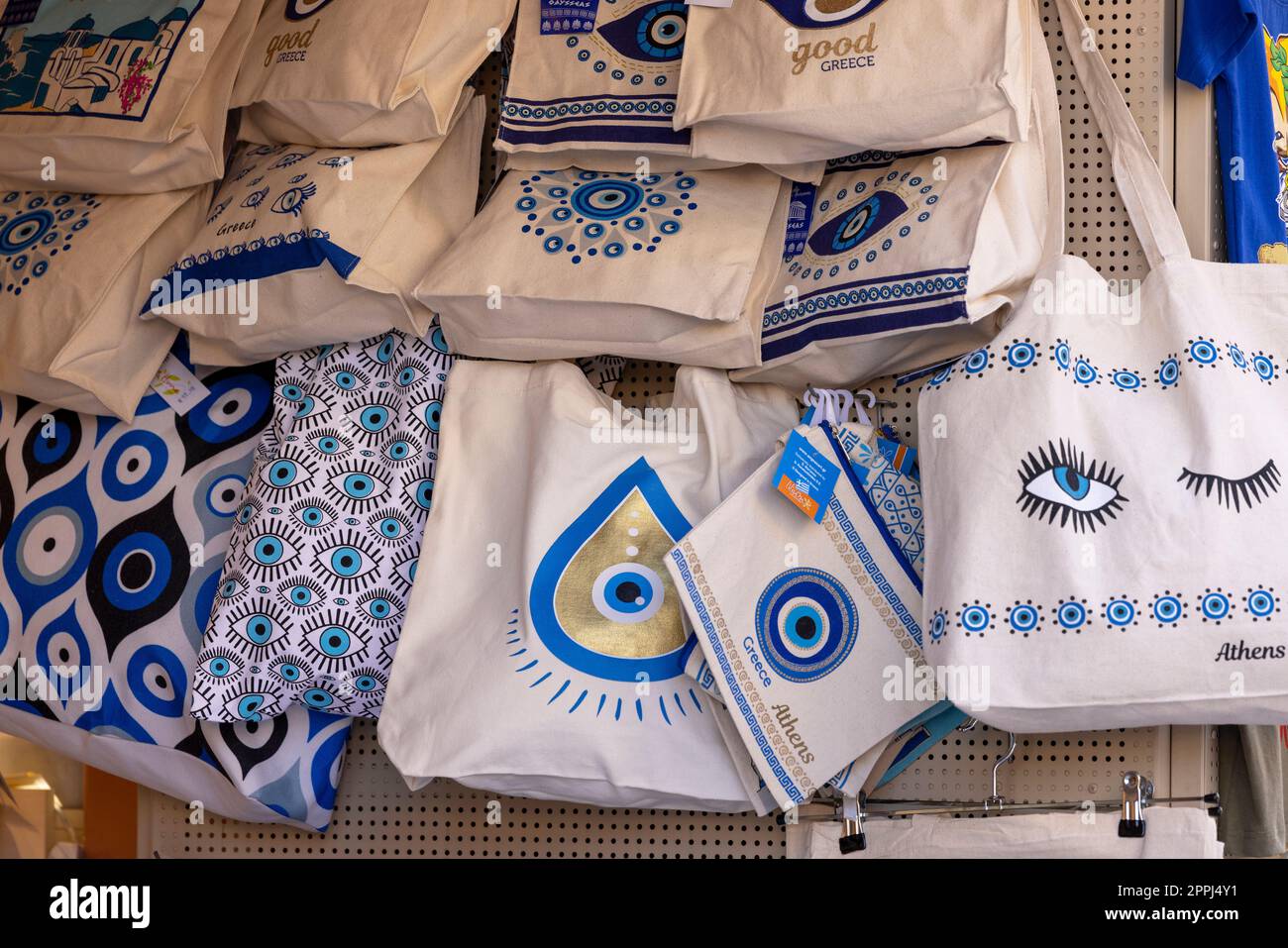 Athens, Greece October 19, 2022 Typical souvenir shop on a street in