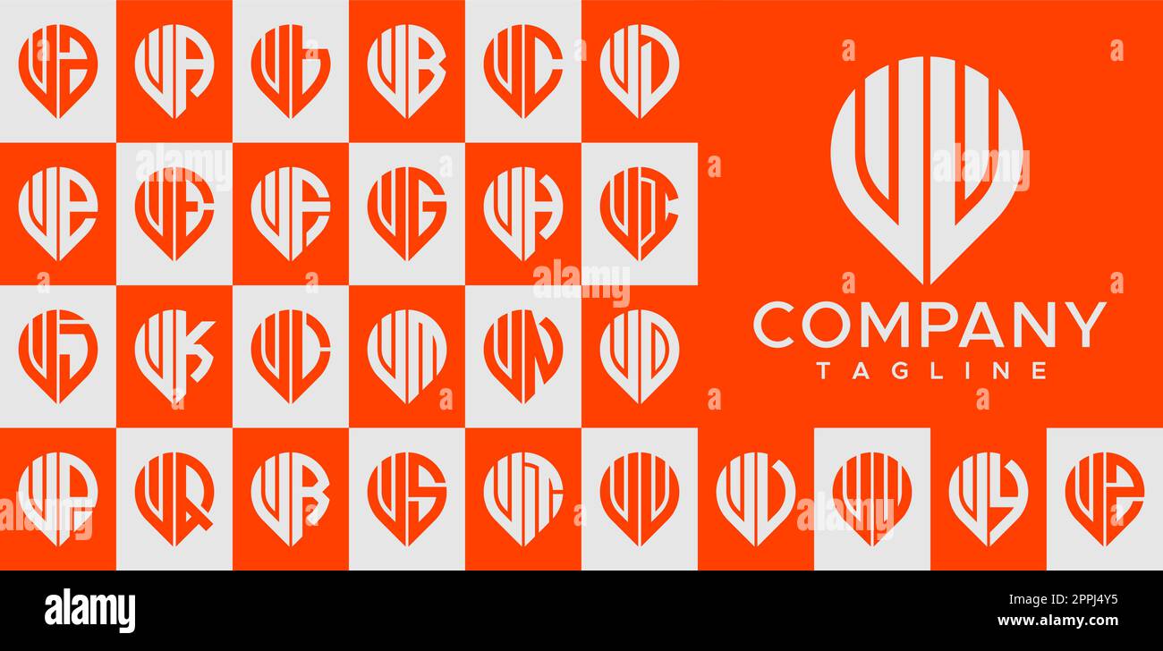 Modern pin point letter U logo design vector. Line marker UU U initial