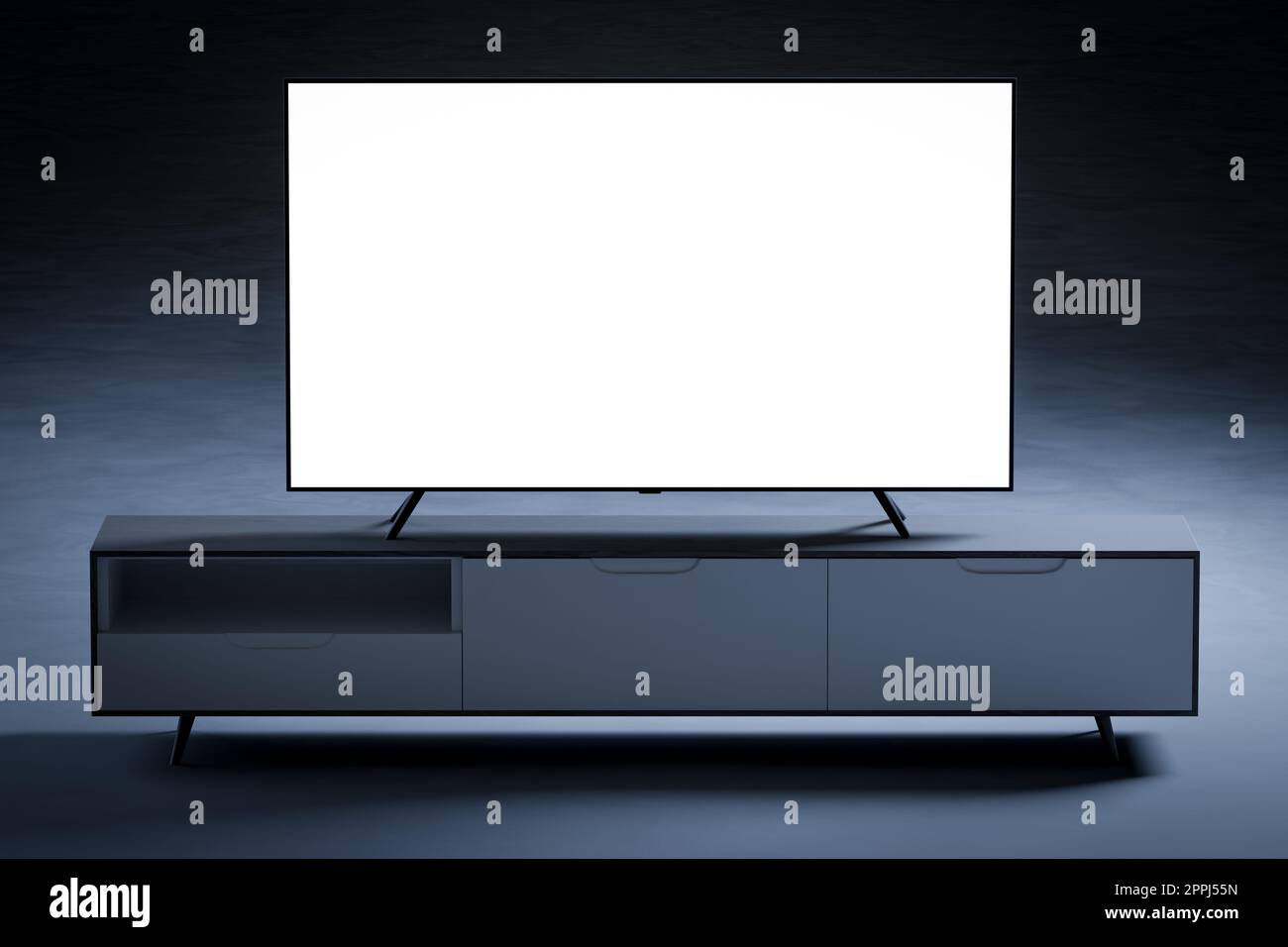 Mockup tv. Blank white screen smart TV. Online movie stream service in