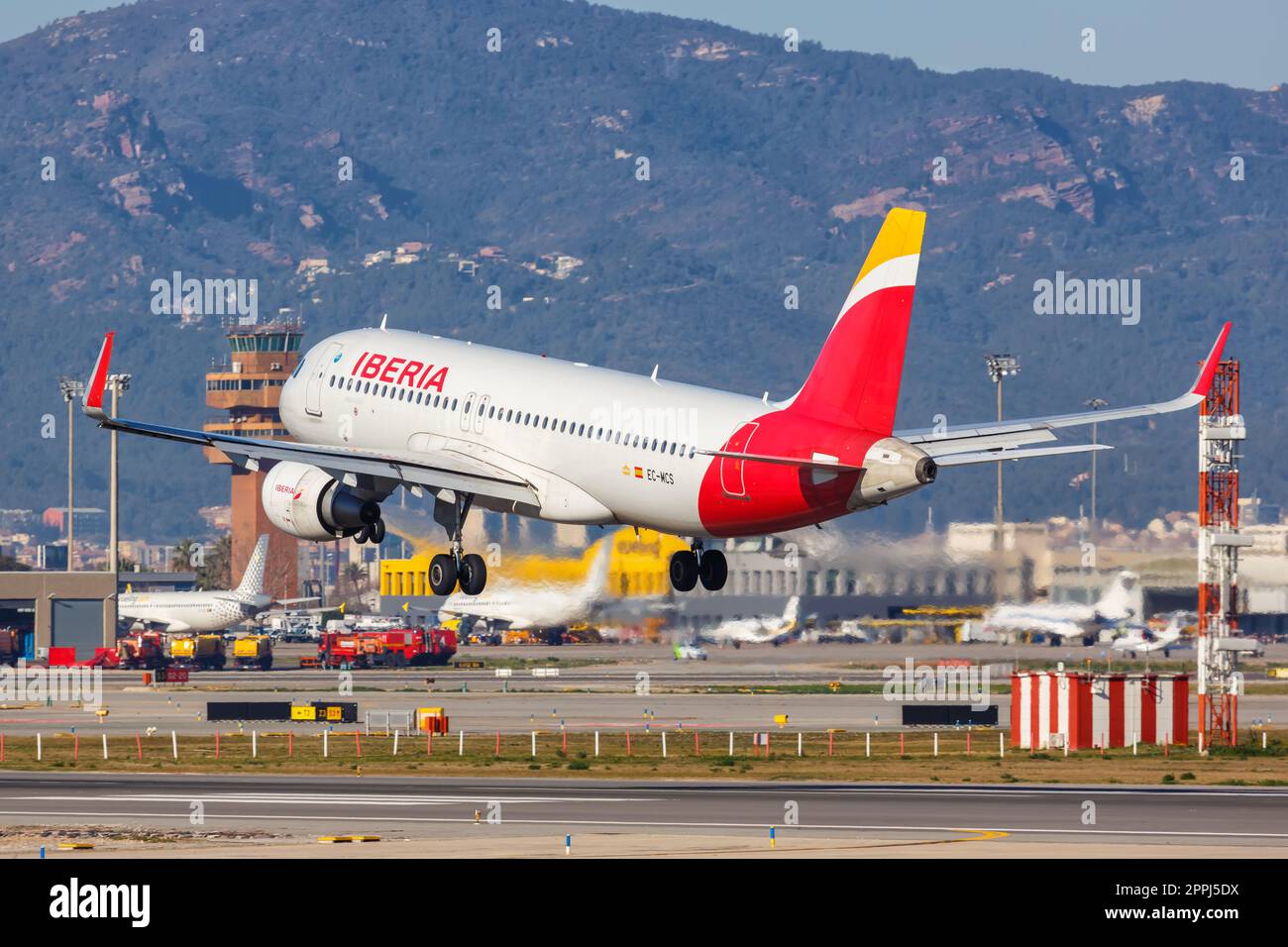 Iberia Airbus A320 airplane Barcelona airport in Spain Stock Photo