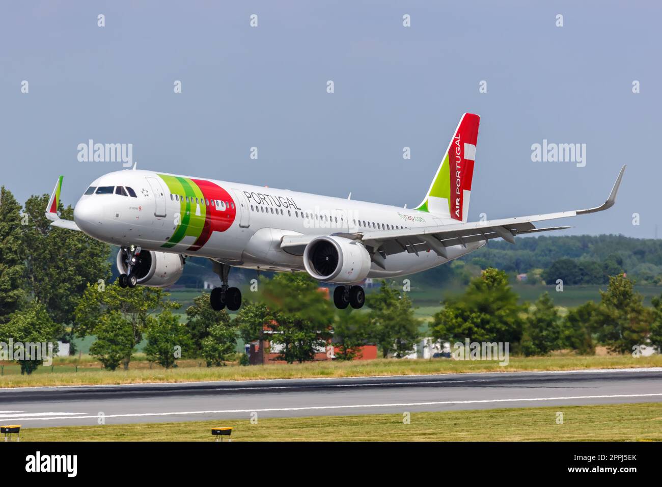 TAP Air Portugal Airbus A321neo airplane Brussels airport in Belgium Stock Photo