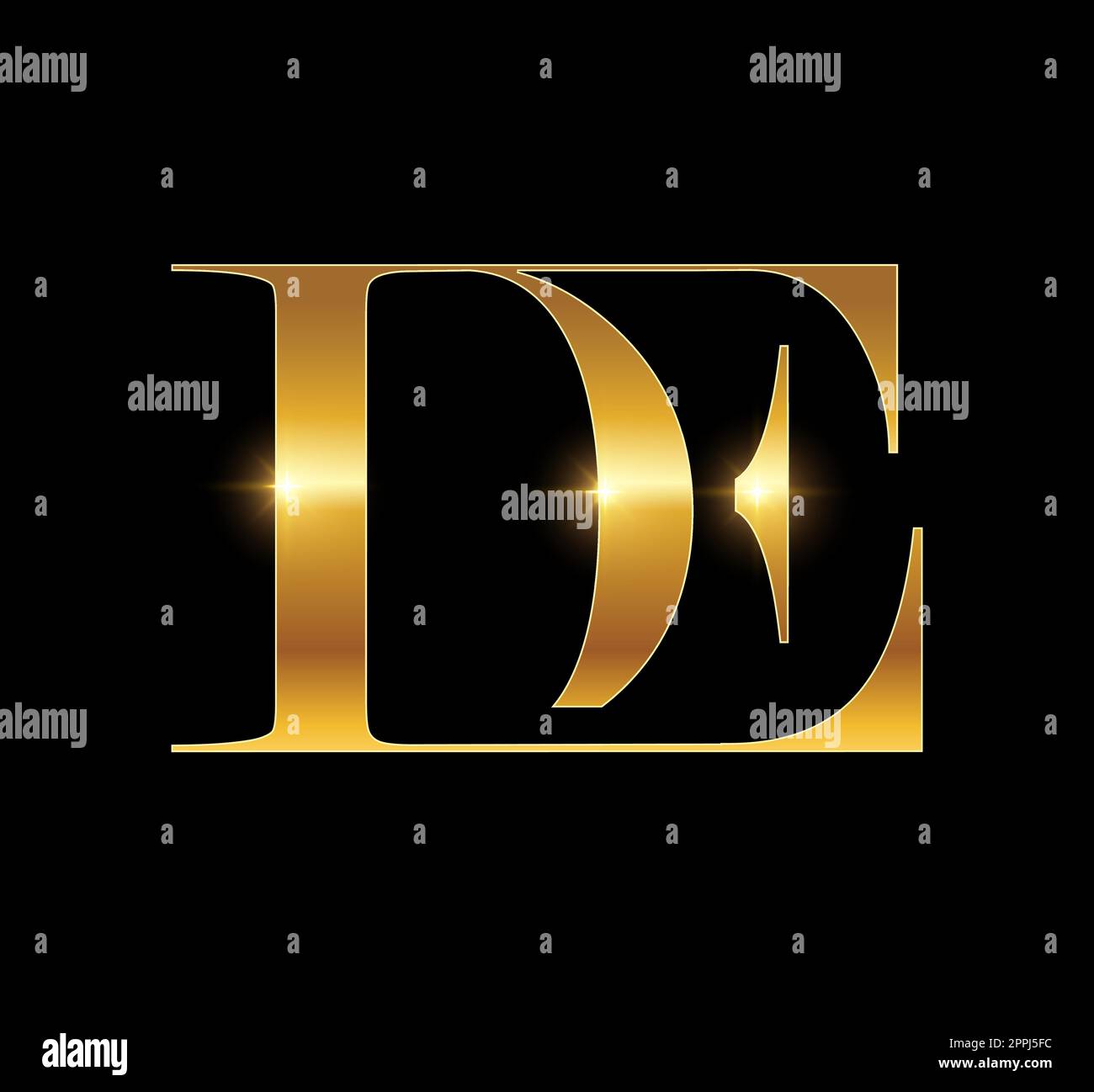 Golden Monogram Logo Initial Letter DE Stock Vector