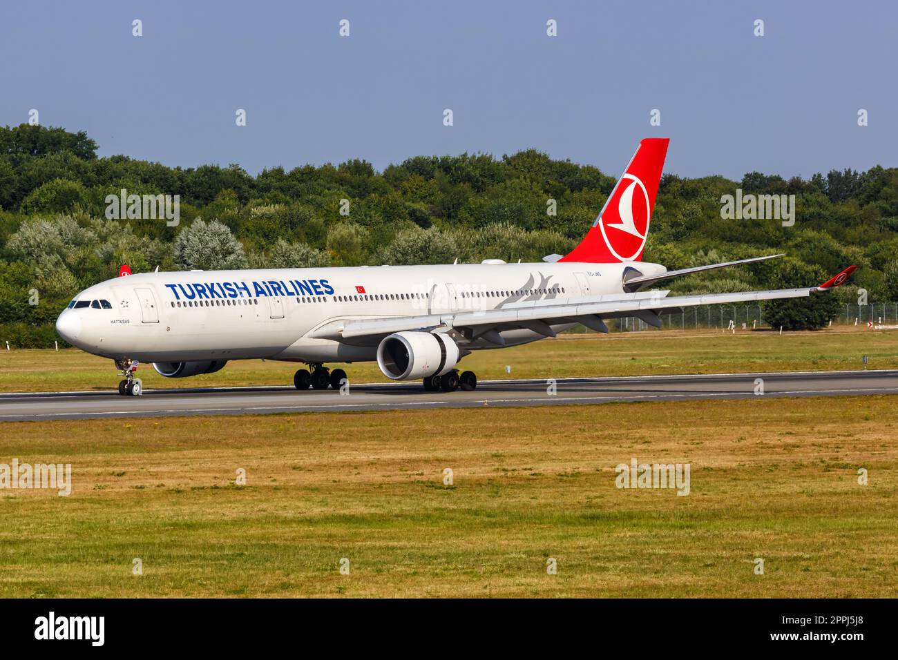 Turkish Airlines Airbus A330-300 airplane Hamburg airport in Germany Stock Photo