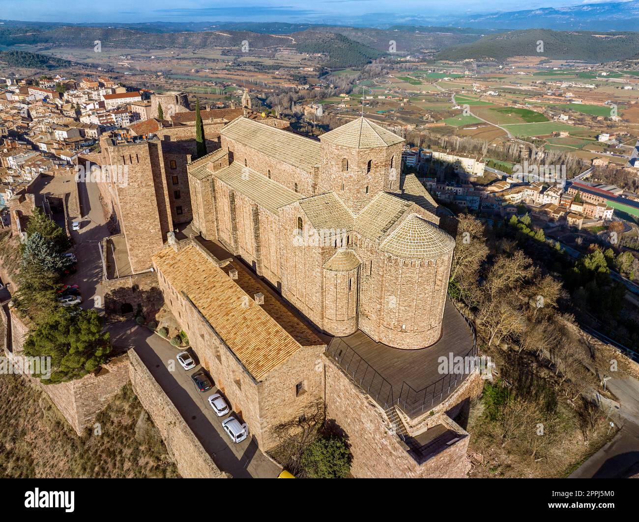 Cardona castle is a famous medieval castle in Catalonia. detail view of Collegiate Church of San Vicente Stock Photo