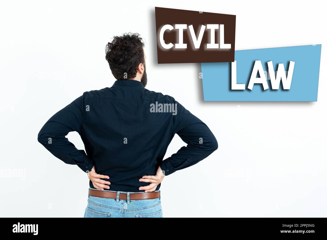 Sign displaying Civil Law. Word Written on Law concerned with private relations between members of community Stock Photo