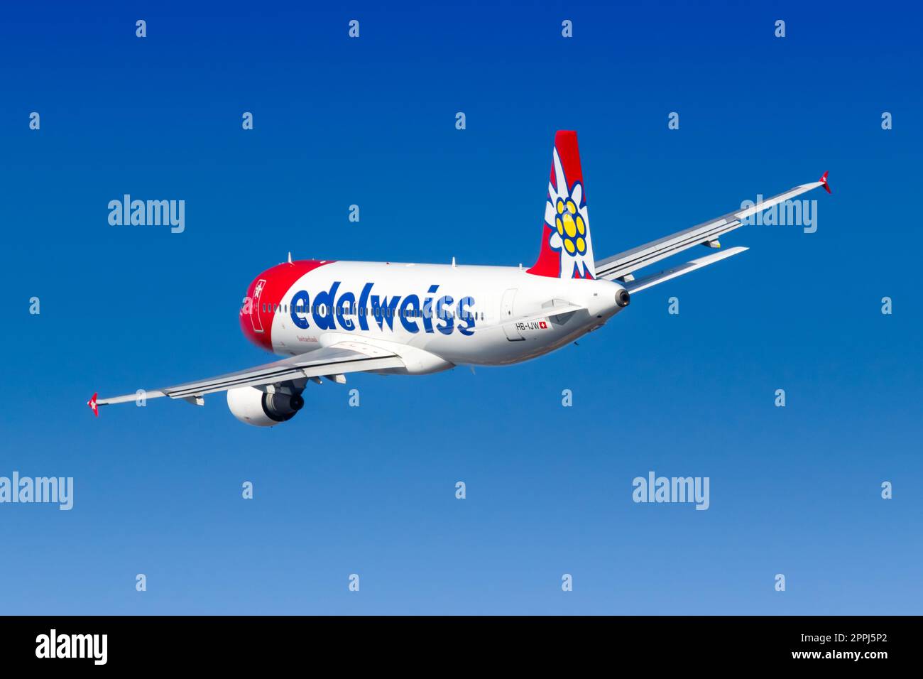 Edelweiss Airbus A320 airplane at Funchal airport in Portugal Stock Photo