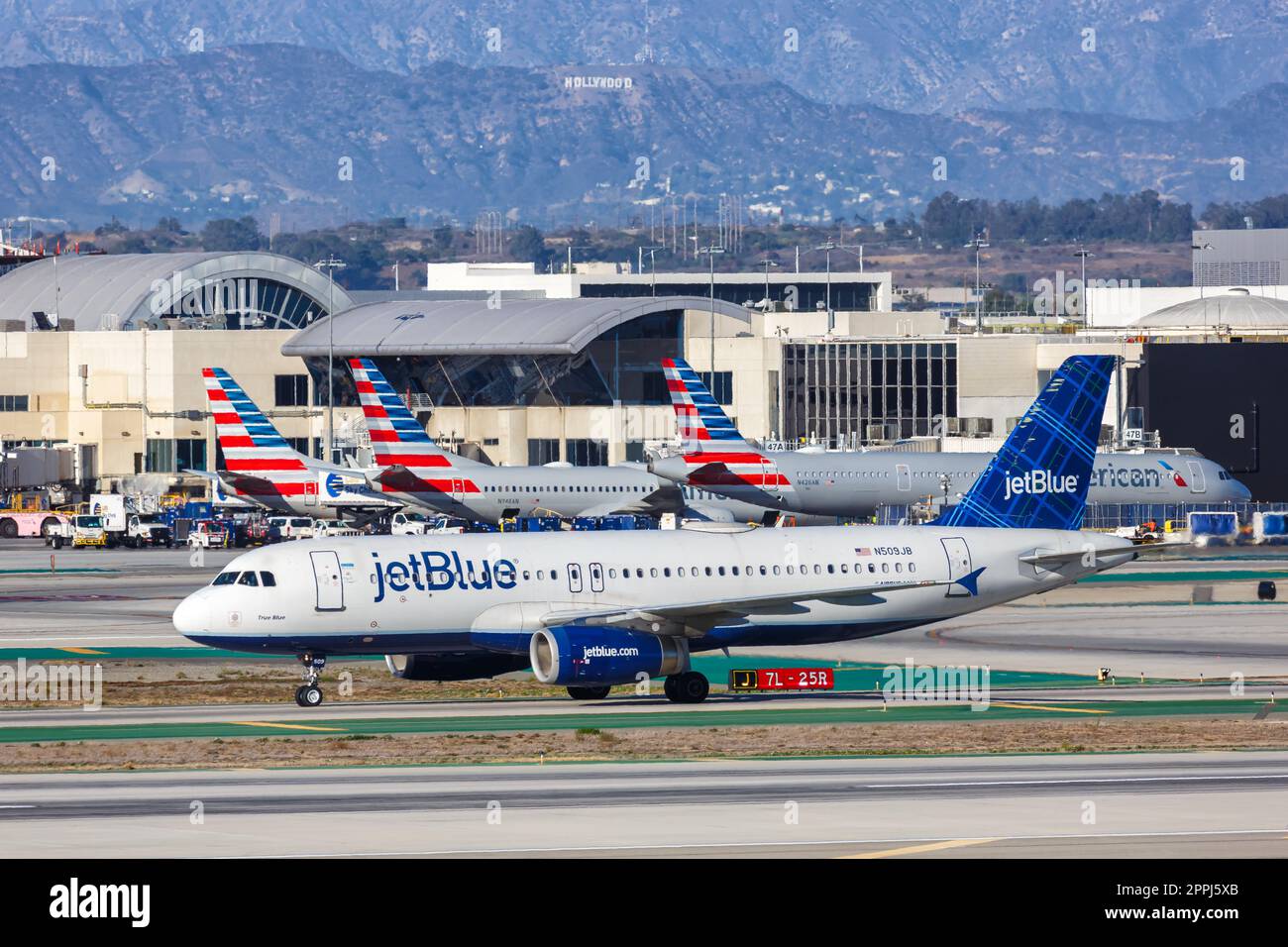 JetBlue Airbus A320 airplane at Los Angeles airport in the United States Stock Photo
