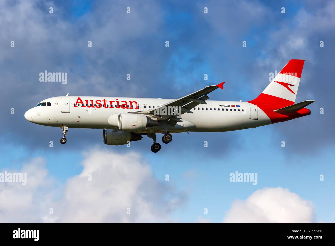 Austrian Airlines Airbus A320 airplane at Amsterdam Schiphol airport in the Netherlands Stock Photo