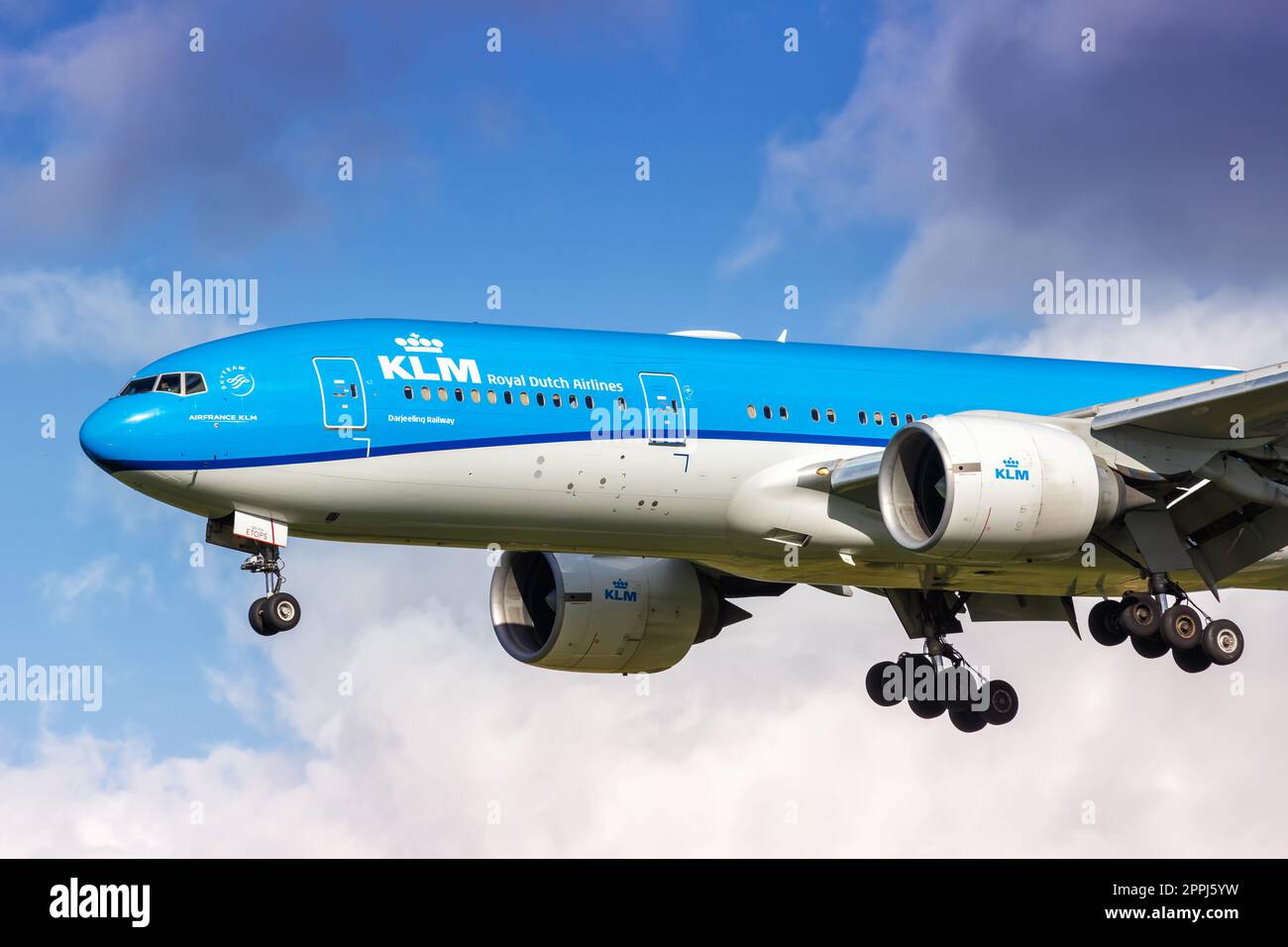 KLM Boeing 777-200ER airplane at Amsterdam Schiphol airport in the Netherlands Stock Photo