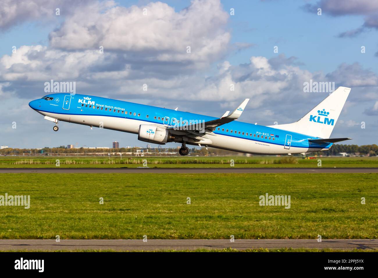 KLM Boeing 737-900 airplane at Amsterdam Schiphol airport in the Netherlands Stock Photo