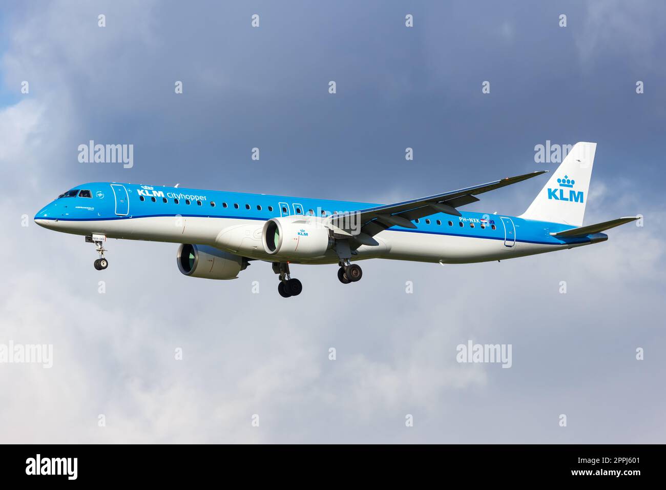 KLM Cityhopper Embraer 195 E2 airplane at Amsterdam Schiphol airport in the Netherlands Stock Photo