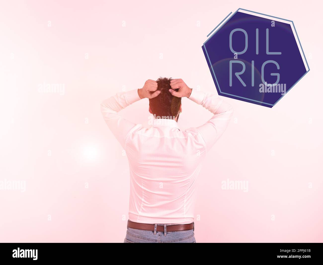 Conceptual display Oil Rig. Business concept large structure with equipment to remove oil from under the seabed Stock Photo