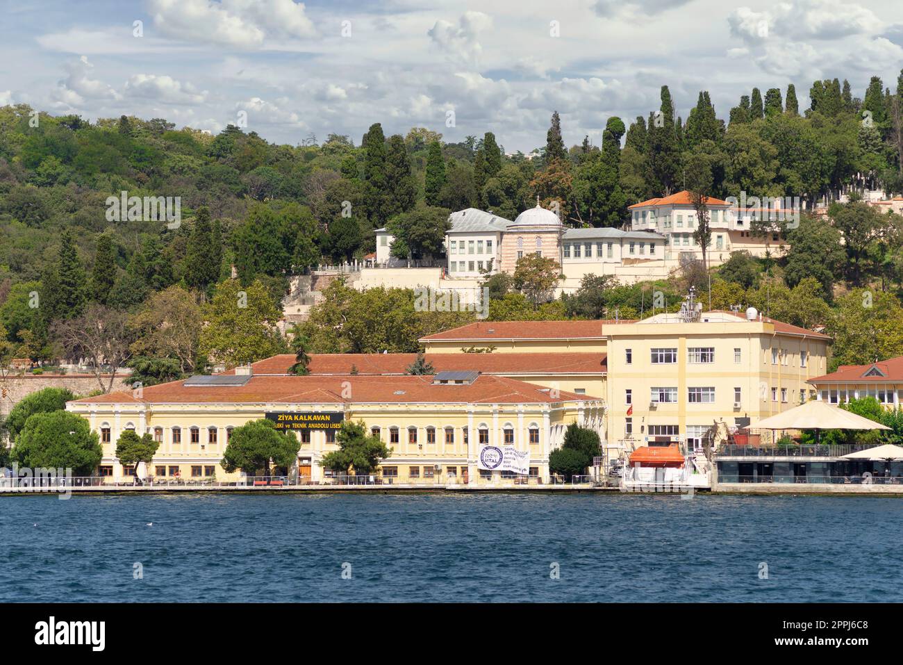 Ziya Kalkavan Vocational and Technical Anatolian High School buildings, suited by the Bosphorus Strait, Istanbul, Turkey Stock Photo