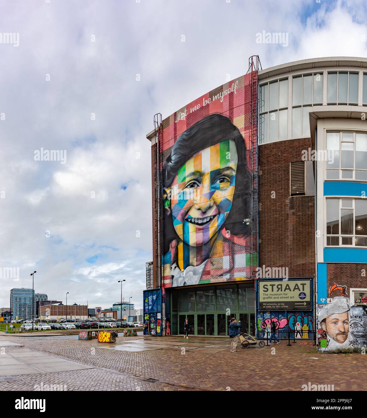 Anne Frank Mural - Let Me Be Myself Stock Photo