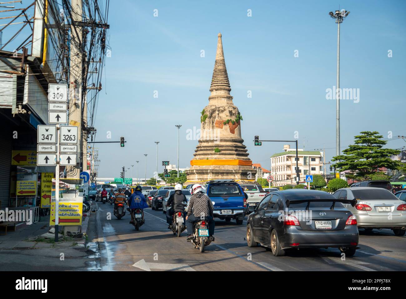 THAILAND AYUTTHAYA WAT CHEDI SAM PLUEM Stock Photo