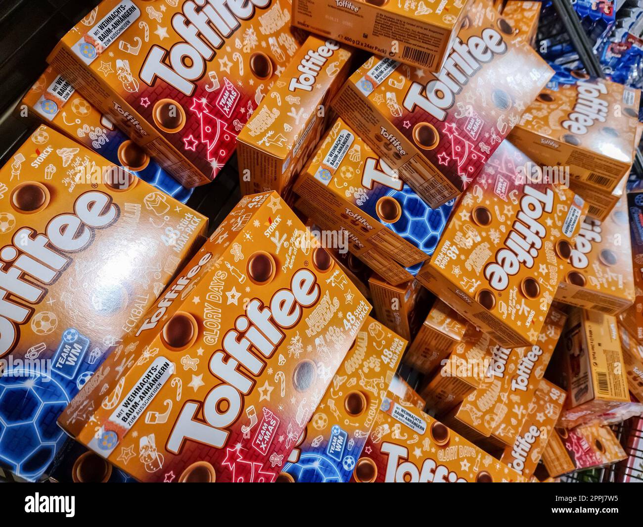 Kiel, Germany 27.December 2022 Toffifee brand chocolate chocolates on a supermarket shelf for