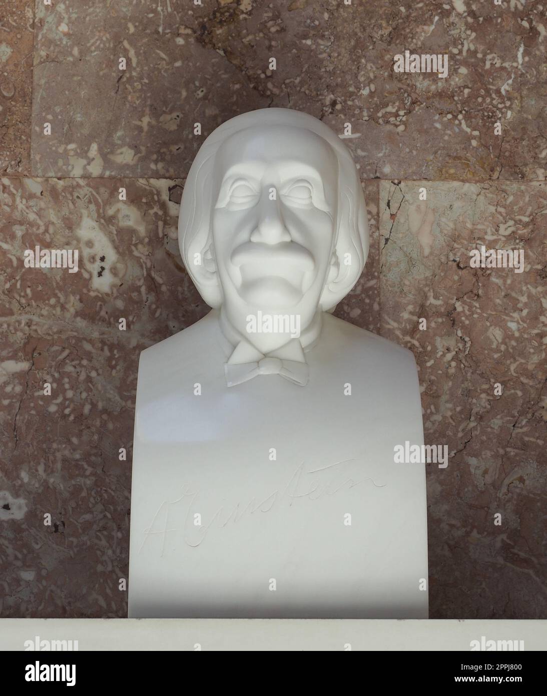 Bust of Albert Einstein at Walhalla temple by sculptor Uhlig in Donaustauf Stock Photo