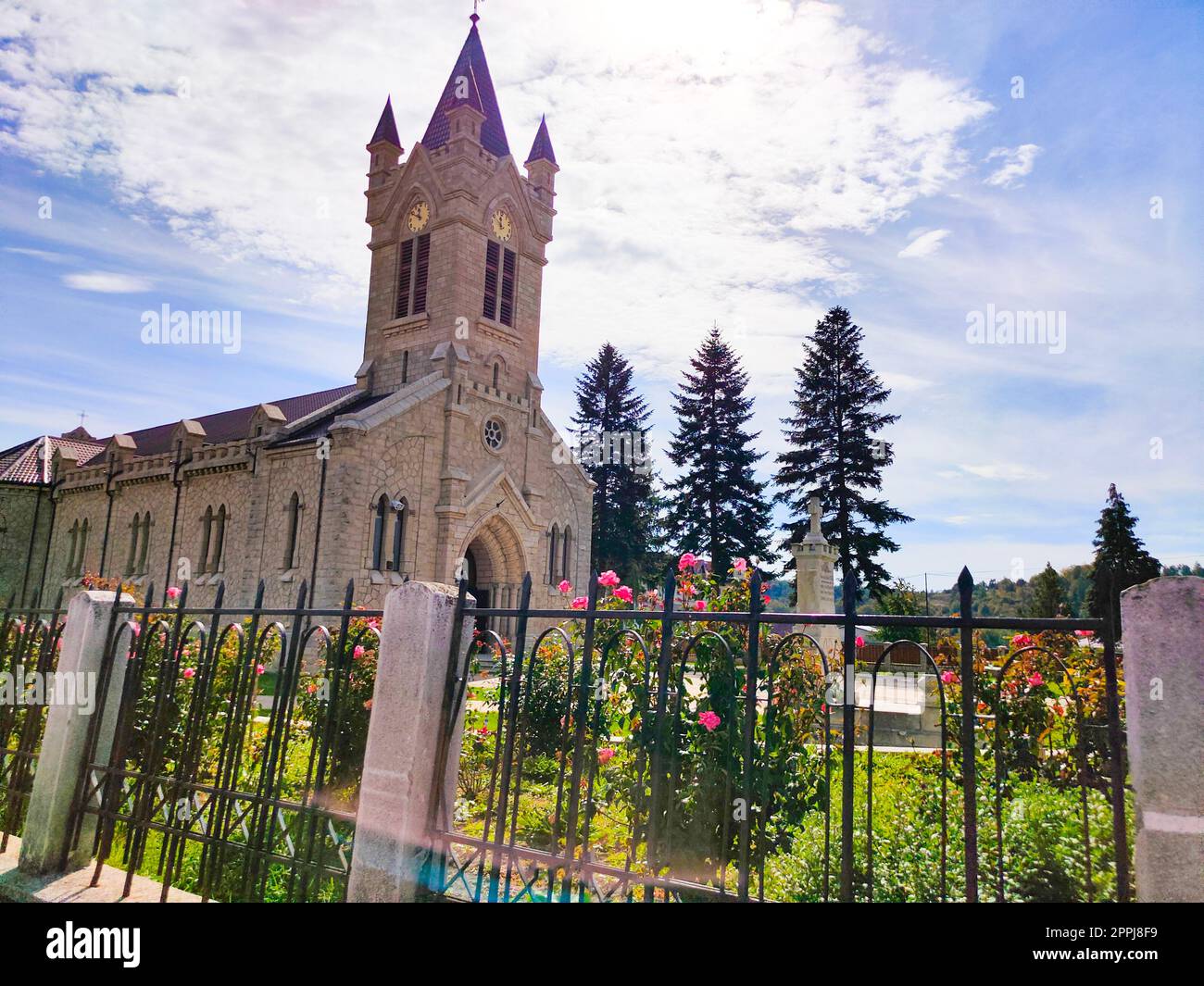 Oituz, Romania - September 26, 2022: Oituz Catholic Church Stock Photo