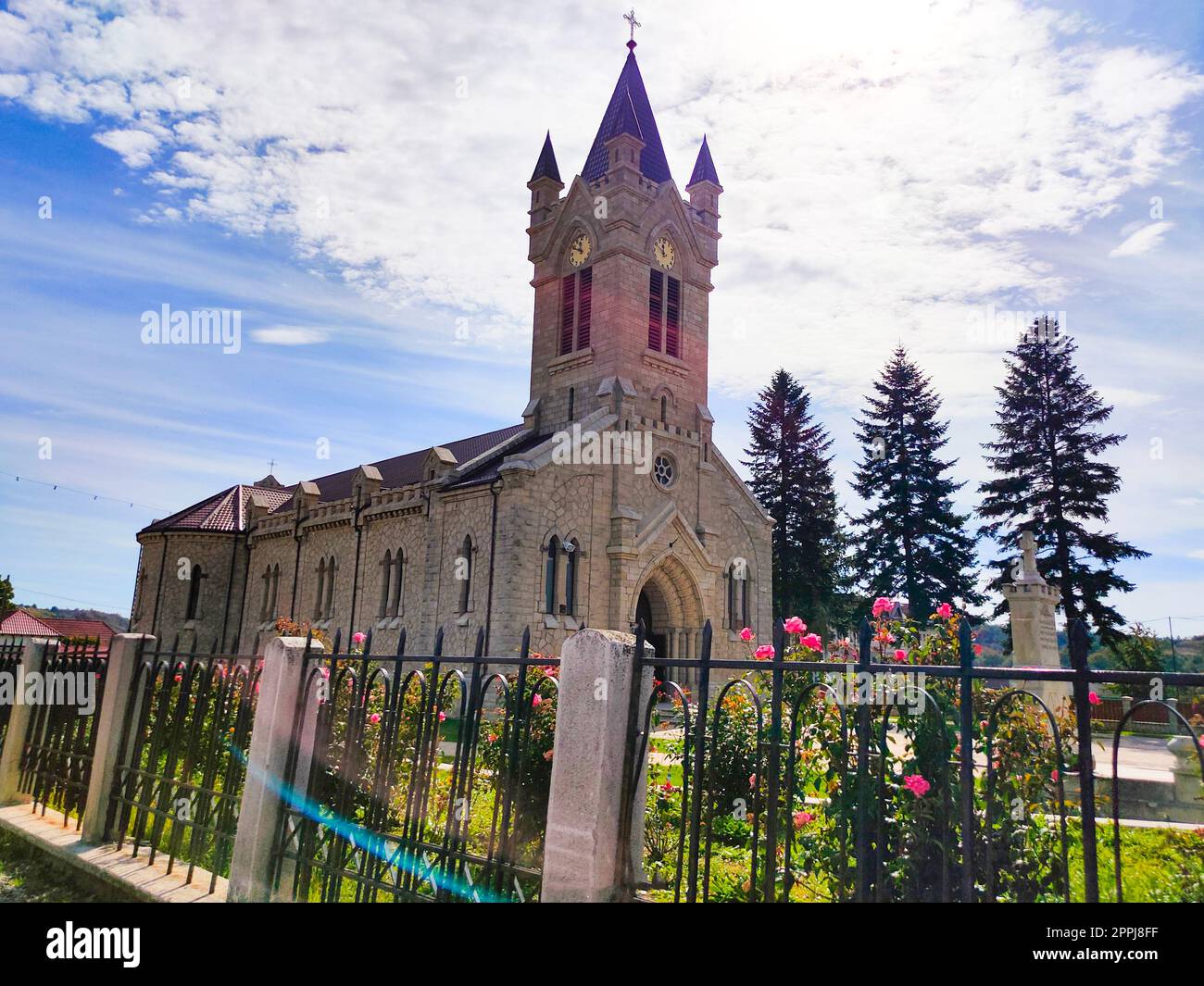 Oituz, Romania - September 26, 2022: Oituz Catholic Church Stock Photo