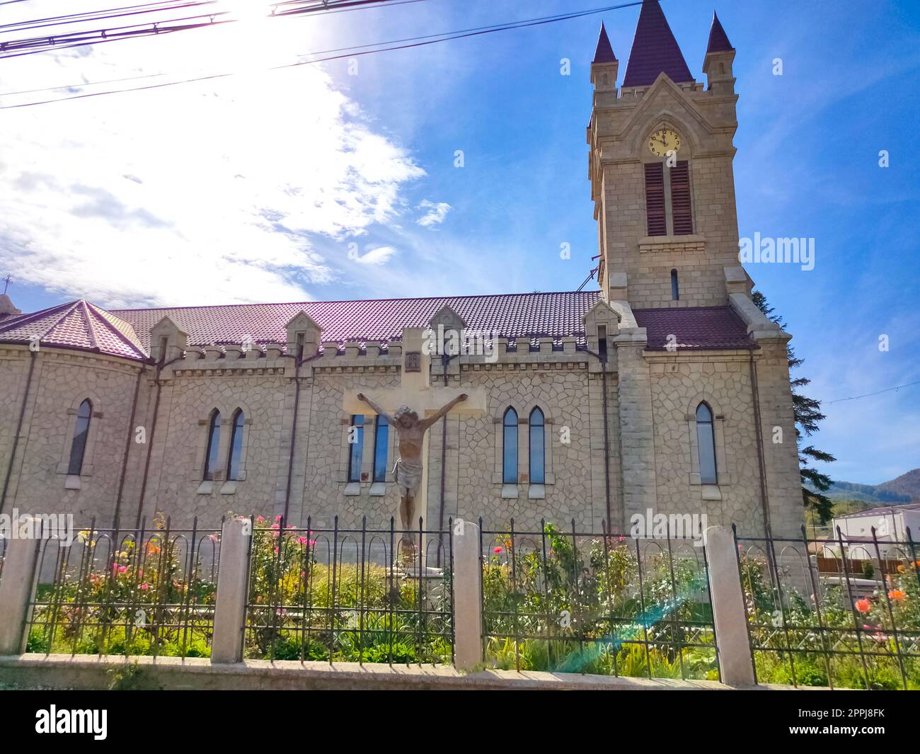 Oituz, Romania - September 26, 2022: Oituz Catholic Church Stock Photo