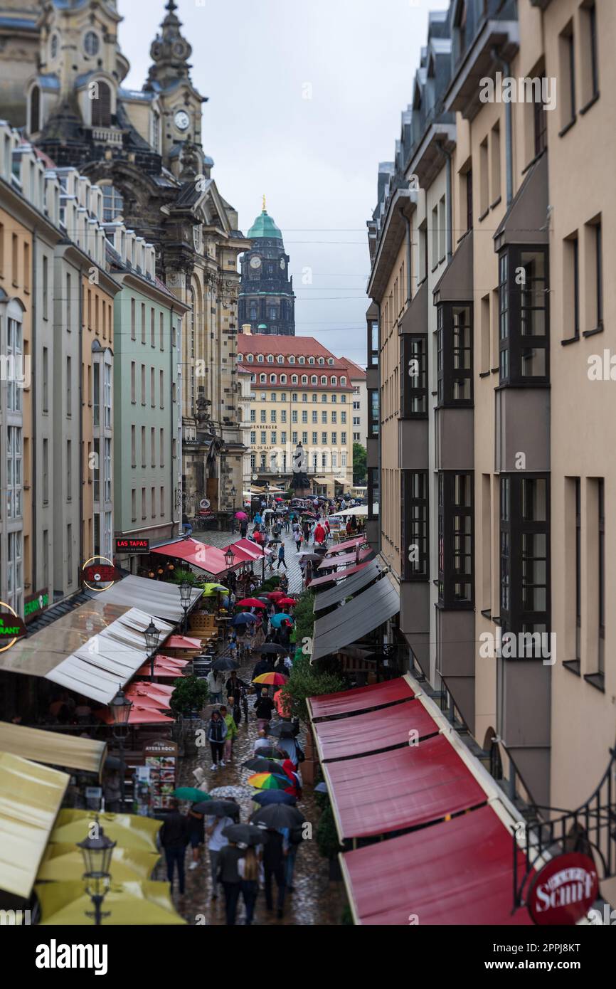 DRESDEN, GERMANY AUGUST 27, 2022 The old streets in the historic