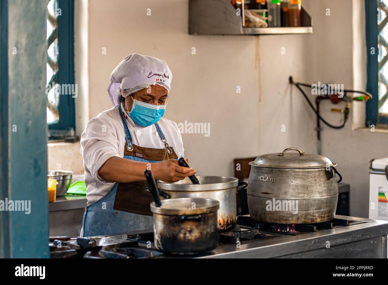 Trujillo, Peru - September 18, 2022: preparing tradicional food in the kitchen Stock Photo
