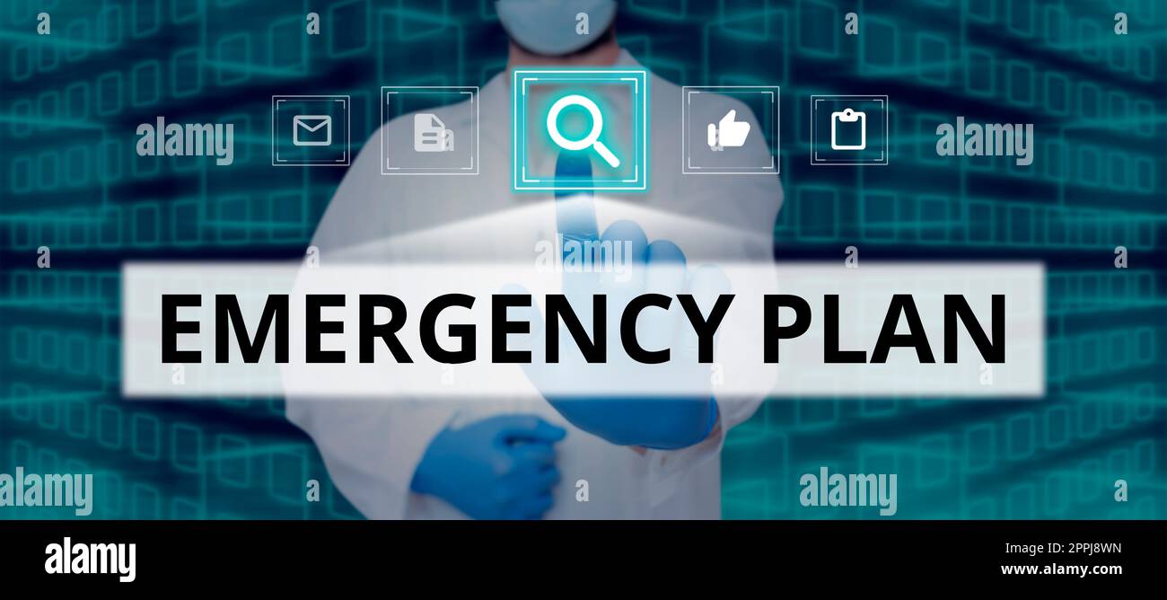 Hand writing sign Emergency Plan. Business concept Procedures for