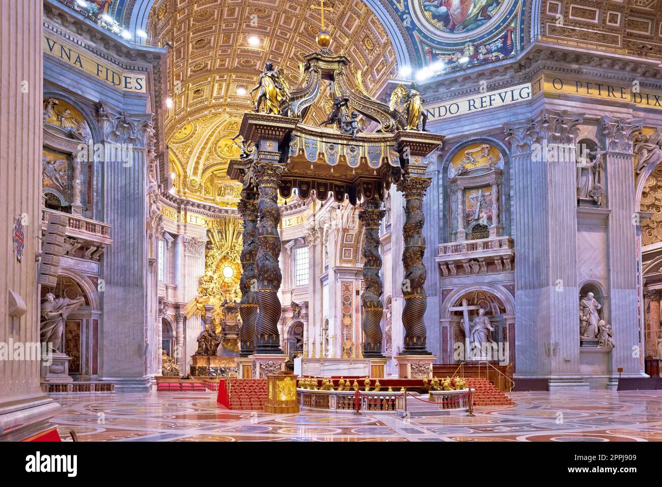 Interior of the St Peter basilica in the city of Vatican Stock Photo ...