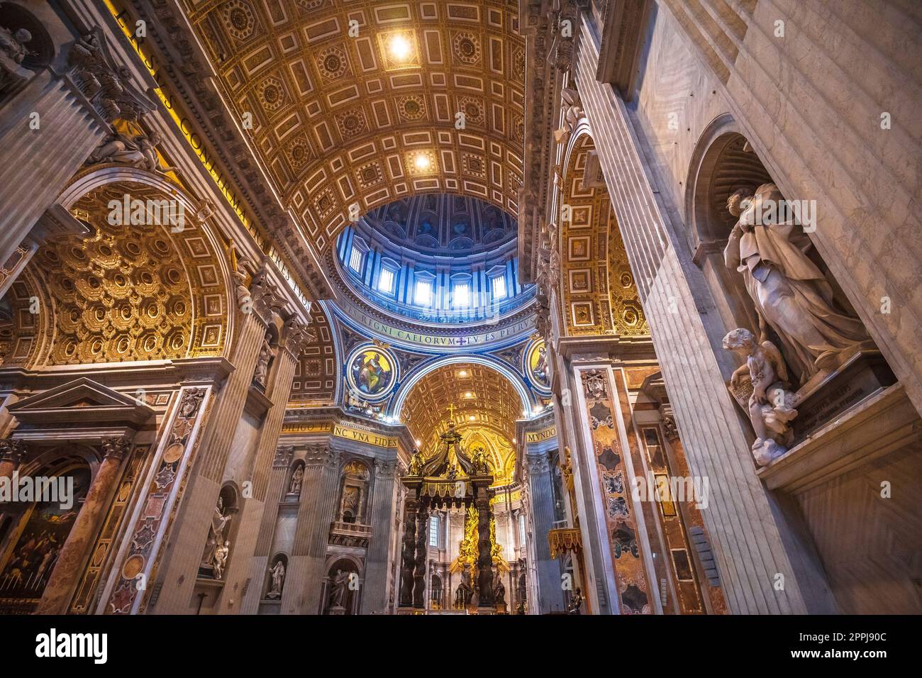 Interior of the St Peter basilica in the city of Vatican Stock Photo ...