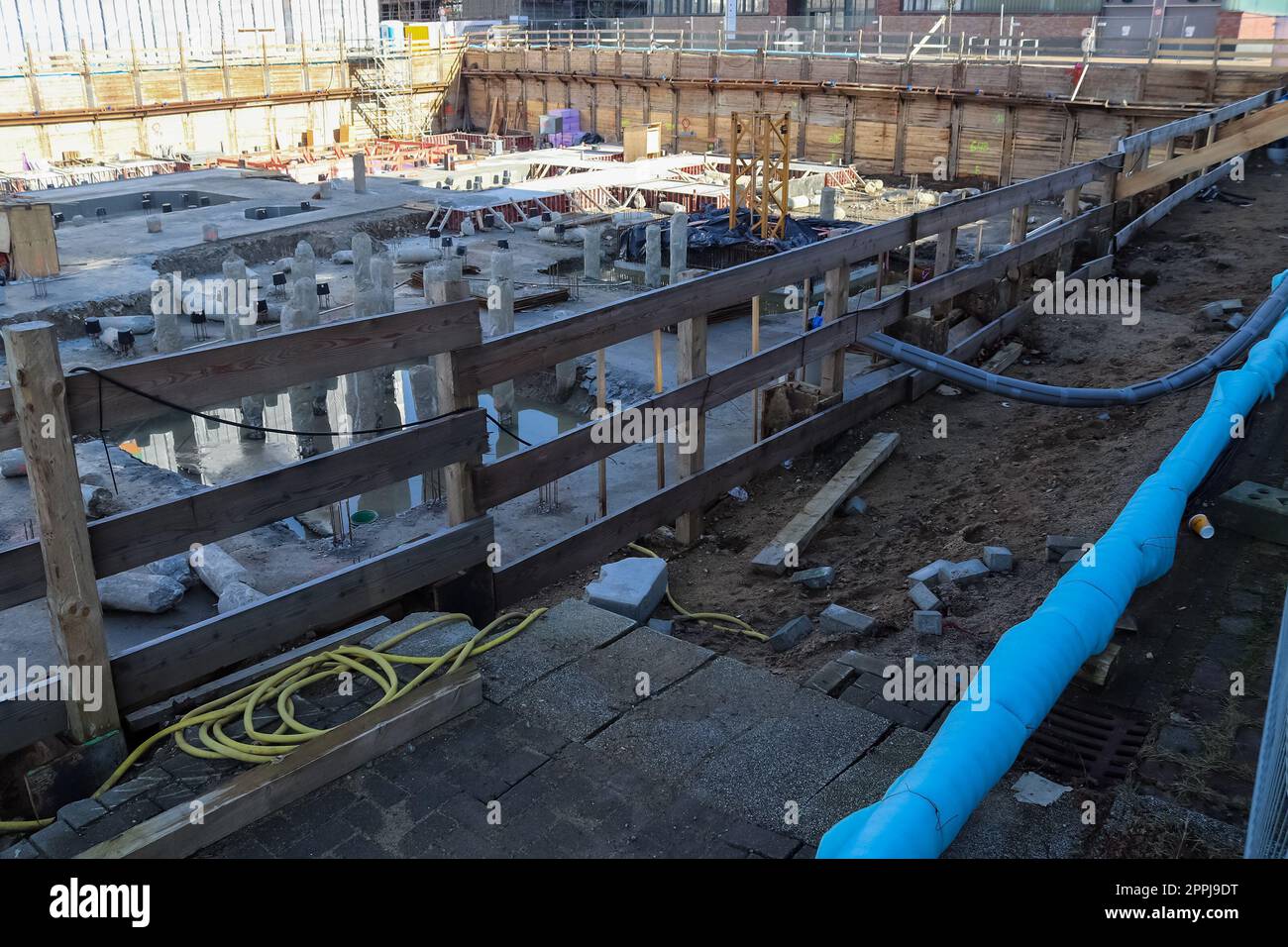 Construction site during progress found in german towns Stock Photo