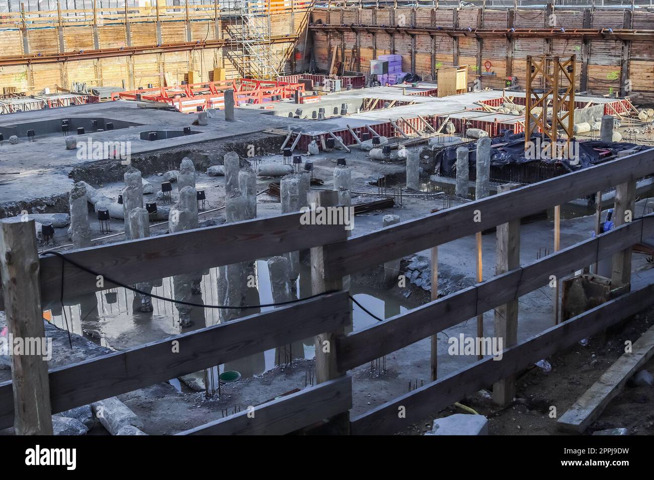 Construction site during progress found in german towns Stock Photo