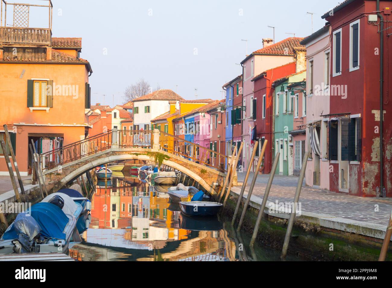 Colorful houses from Burano island, Venice Stock Photo