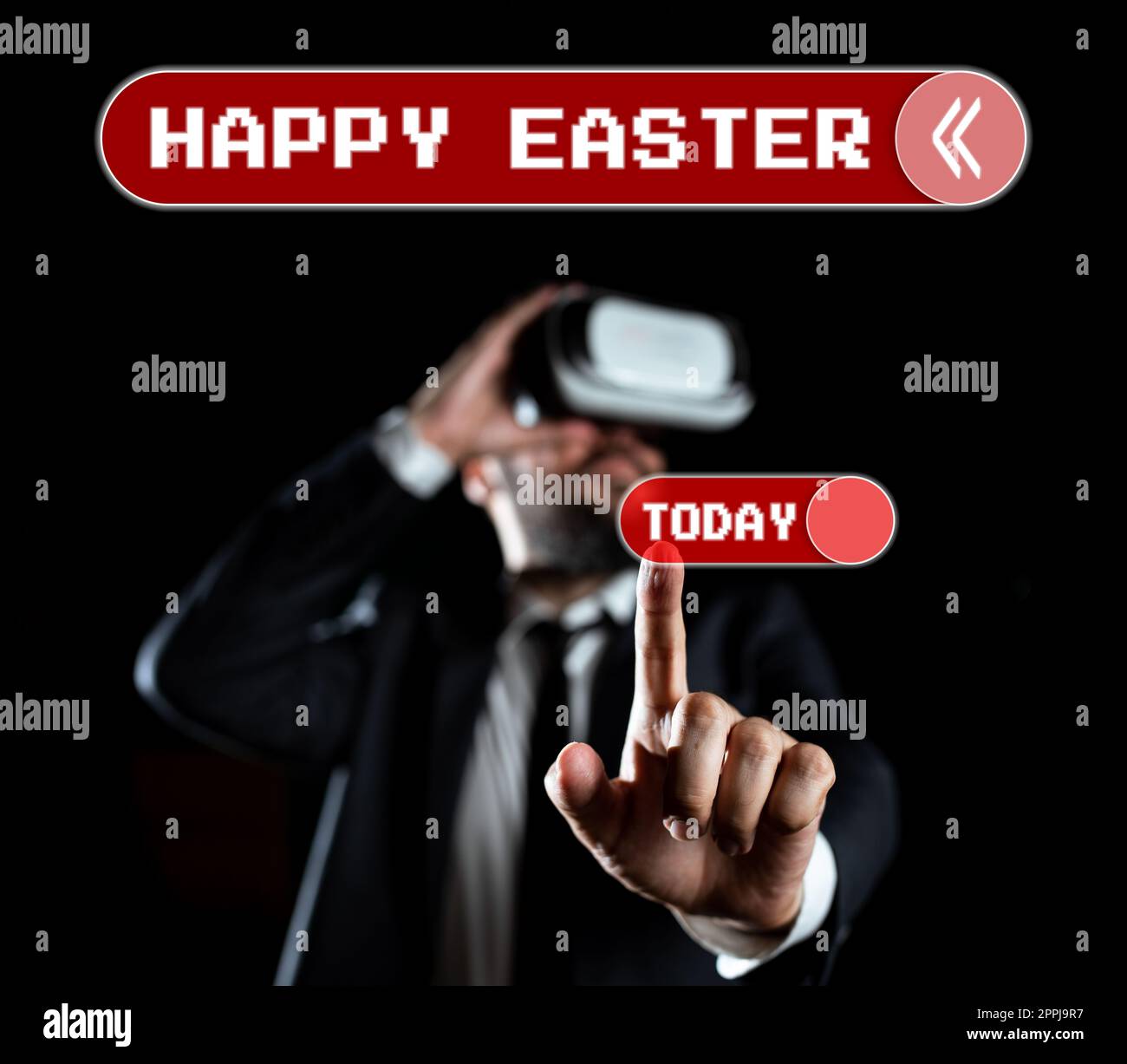 Sign displaying Happy Easter. Word Written on Christian feast commemorating the resurrection of Jesus Stock Photo