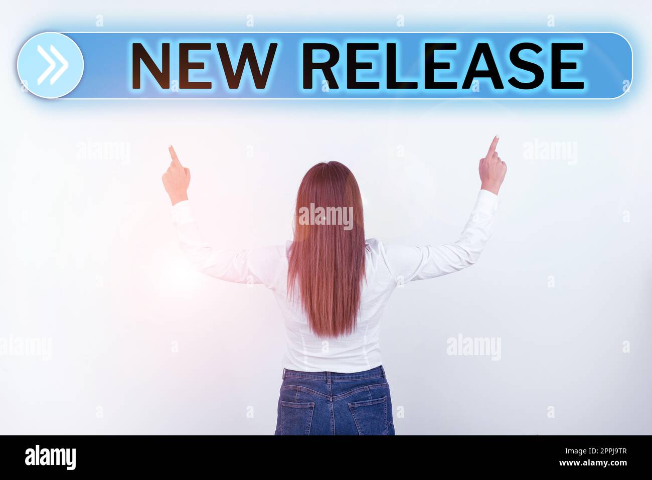 Text caption presenting New Release. Business idea announcing something newsworthy recent product in the market Stock Photo