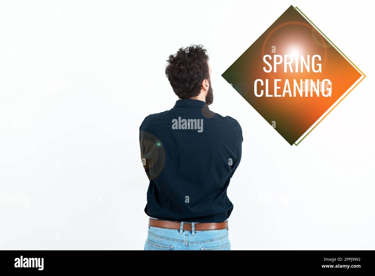 Text sign showing Spring Cleaning. Internet Concept practice of thoroughly cleaning house in the springtime Stock Photo