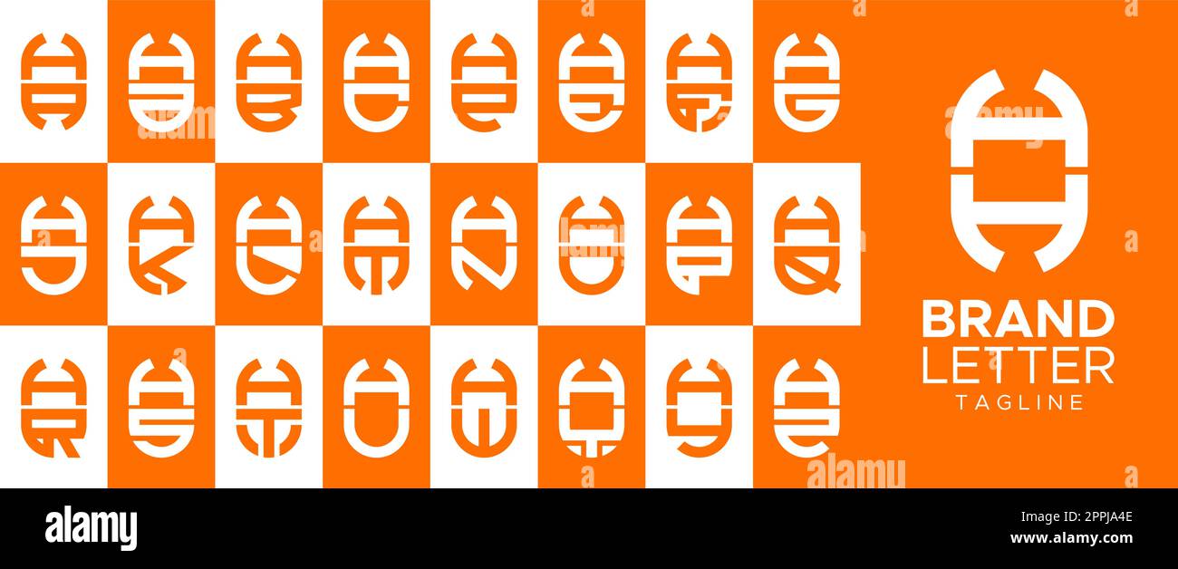 Minimalist capsule letter H HH logo design set. Modern line tube