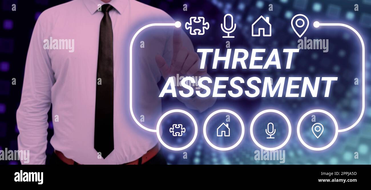 Text sign showing Threat Assessment. Business showcase determining the seriousness of a potential threat Stock Photo