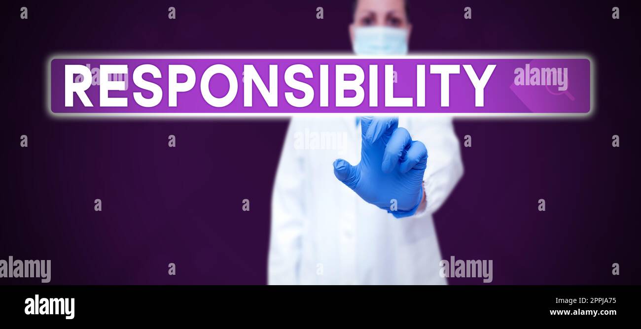 Conceptual display Responsibility. Concept meaning Having control over someone Act of being accountable Stock Photo