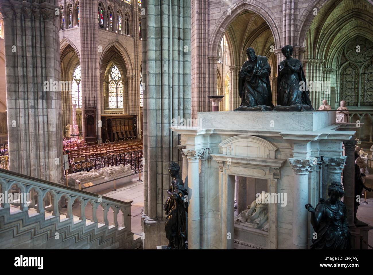 Tomb of King Henry II and Catherine de Medicis, in Basilica of Saint-Denis Stock Photo