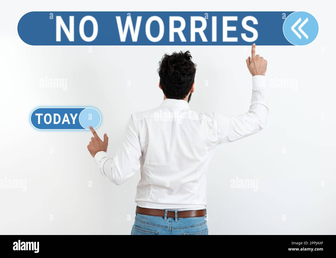 Hand writing sign No Worries. Internet Concept an expression used to say that everything is all right Stock Photo