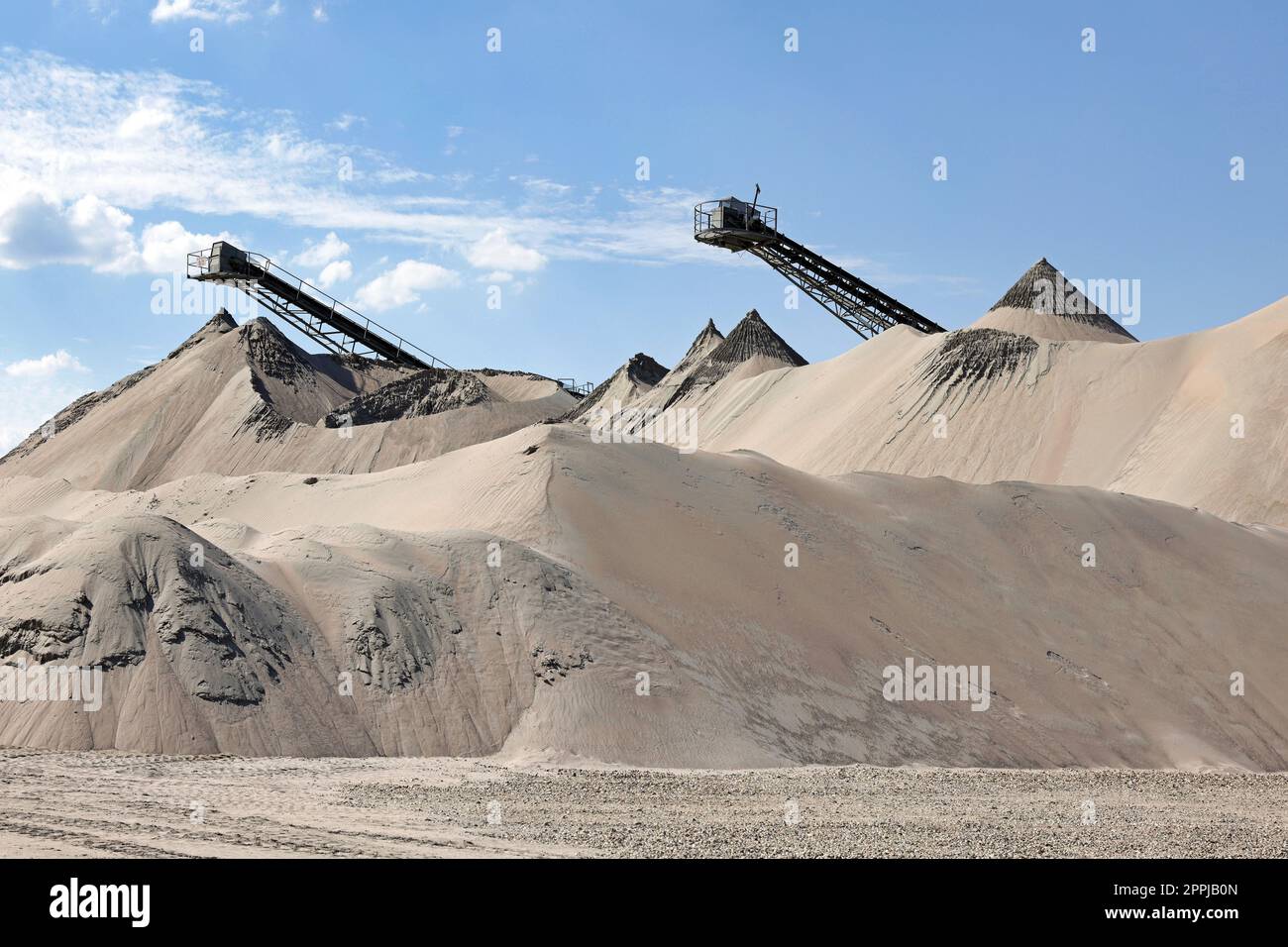 Conveyor belts in sand extraction Stock Photo
