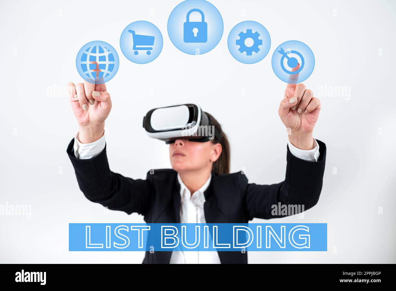 Conceptual display List Building. Concept meaning database of people you can contact with your marketing message Stock Photo