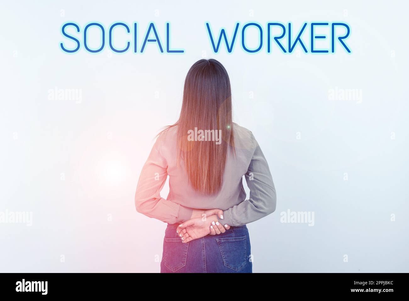Text sign showing Social Worker. Internet Concept assistance from state people with inadequate or no income Stock Photo