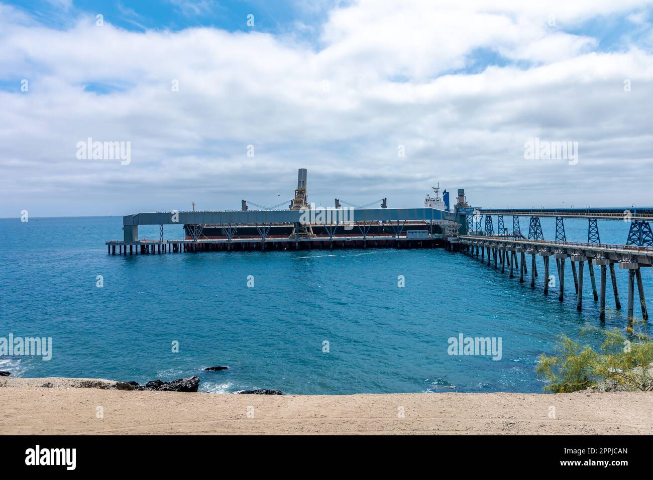 pipeline and port for loading of transport ships Stock Photo