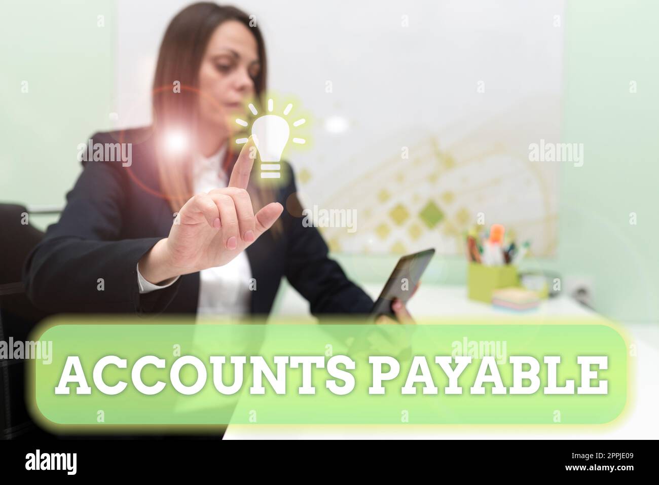 Writing displaying text Accounts Payable. Internet Concept money owed by a business to its suppliers as a liability Stock Photo
