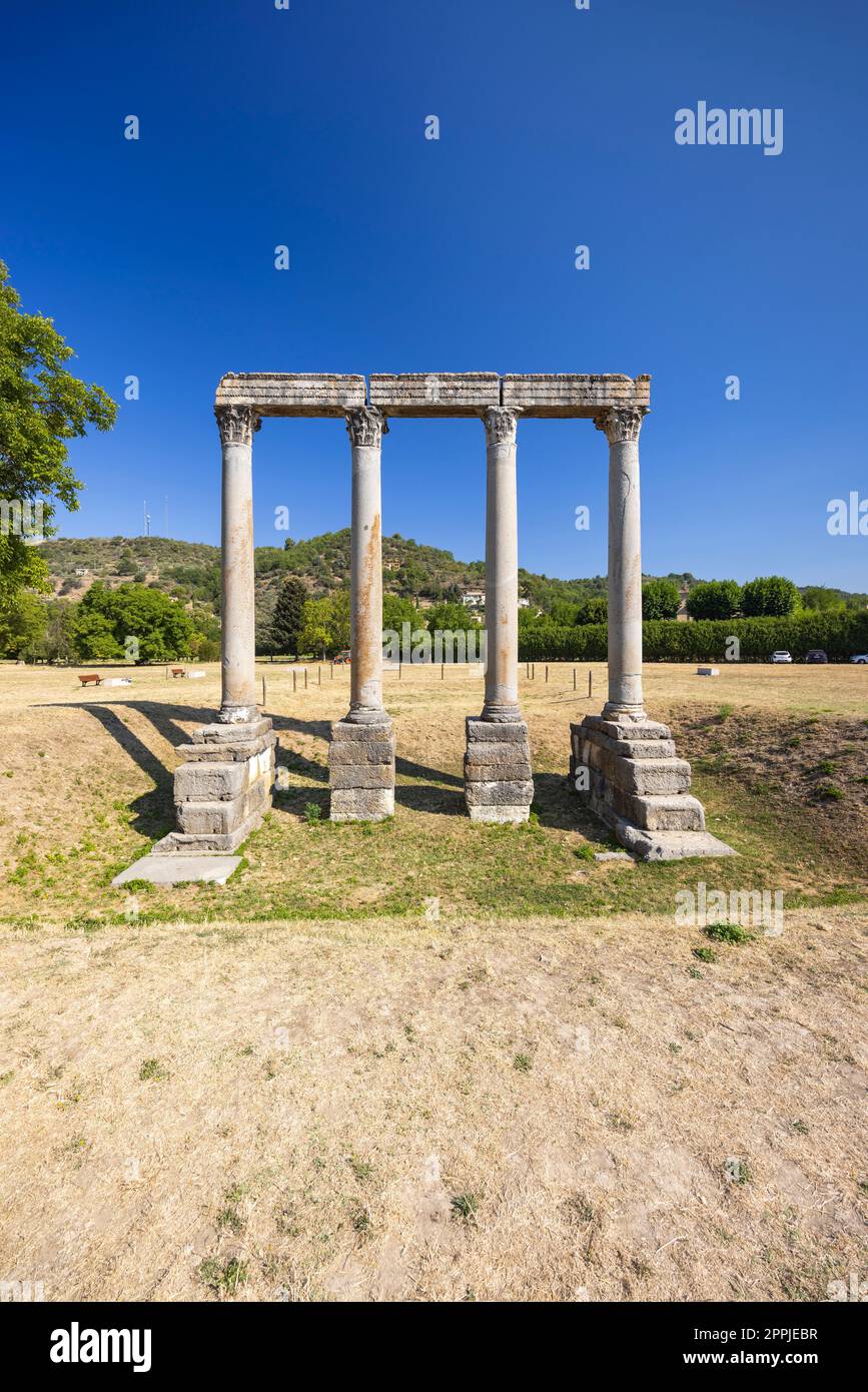 ruins of Roman temple in Riez, Alpes-de-Haute-Provence , France Stock Photo
