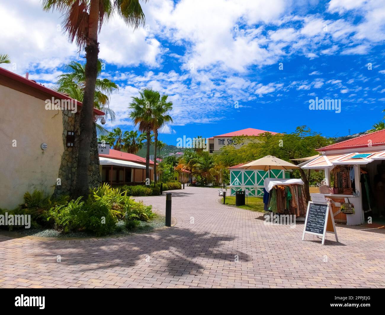 Charlotte Amalie center and shopping district at port Stock Photo Alamy