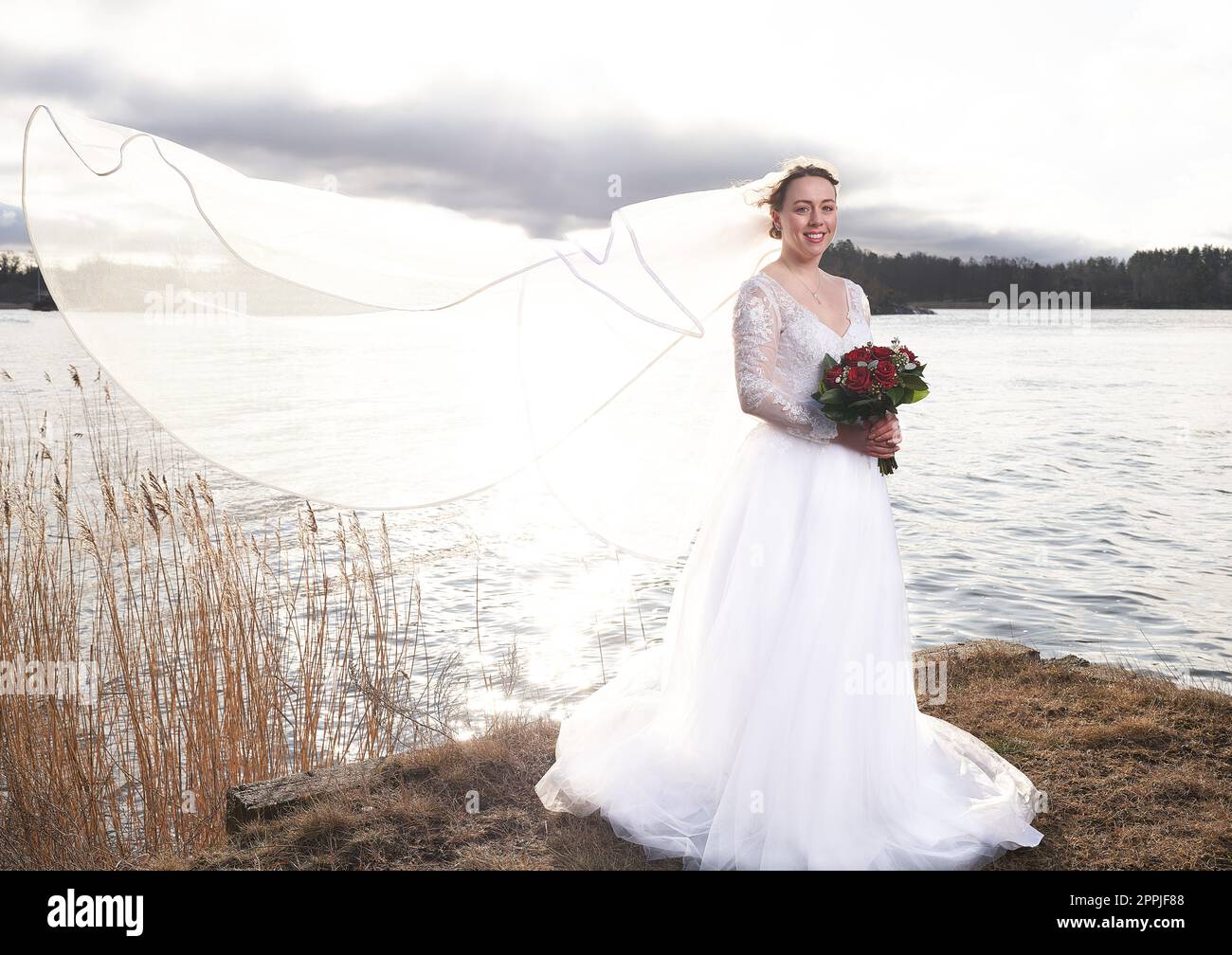 Young and happy newly weds Stock Photo Alamy