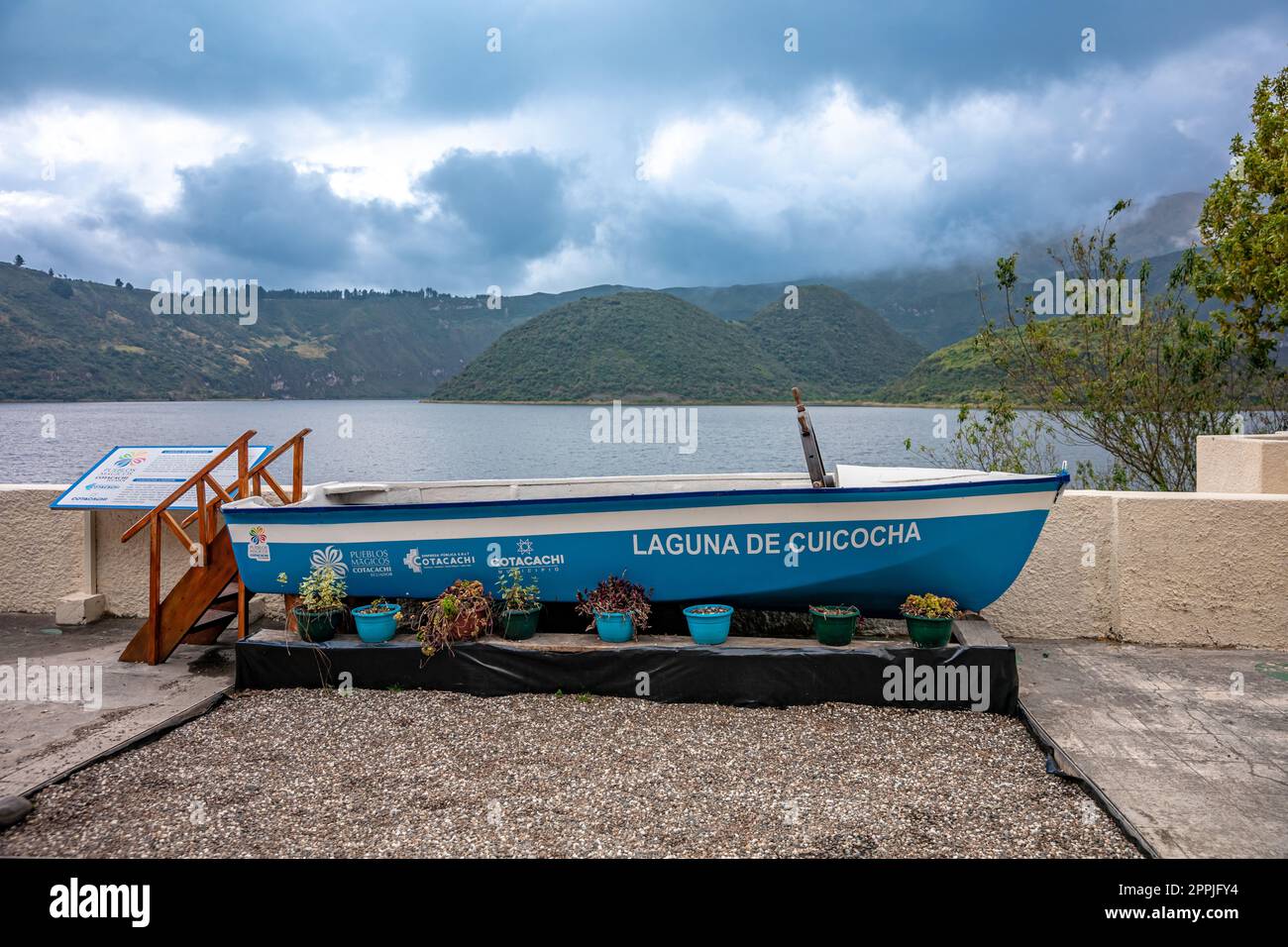 Ecuador - October 7, 2022: Cuicocha crater lake at the foot of Cotacachi Volcano in the Ecuadorian Andes. Stock Photo